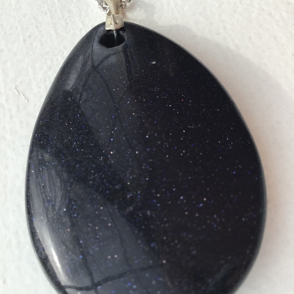 NWOT silver chain Midnight Blue Goldstone pendant - Picture 1 of 5
